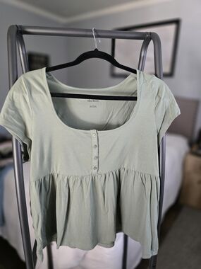 wild fable Sage Green Scoop Neck Peplum Top